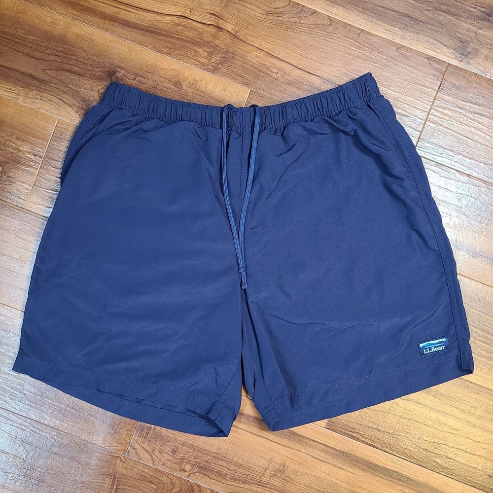 LL Bean Sports Shorts Medium Blue Swim Trunks Suit Logo Beach Basic Pockets Hike